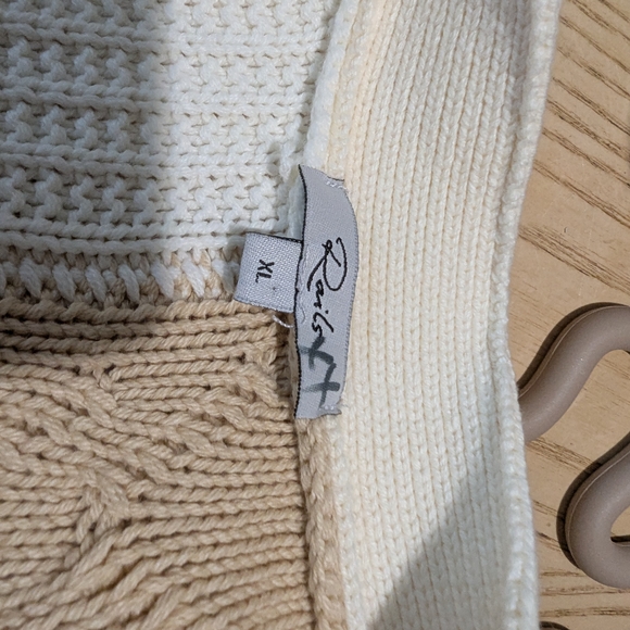 Rails Patchwork Cardigan in Cream and Tan - Picture 5 of 7